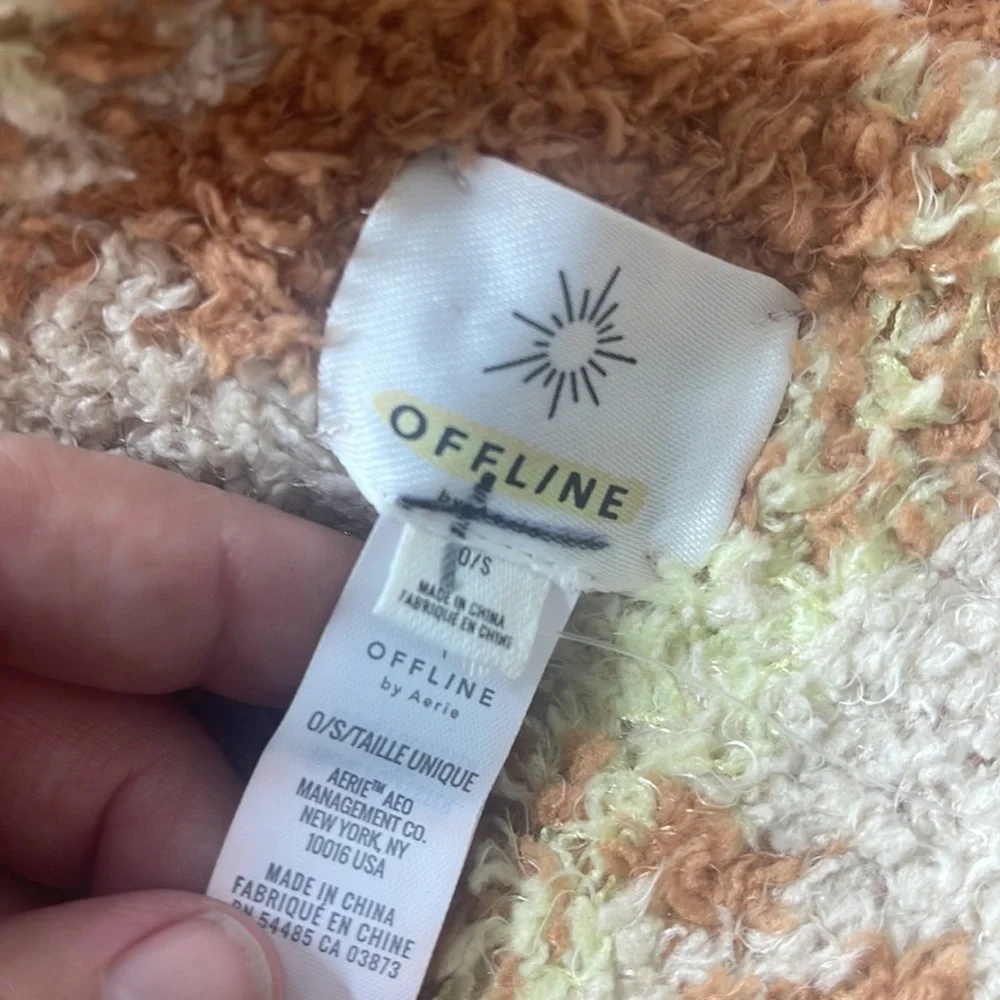 Aerie Offline Sweater Scarf Plaid Neutral Colors